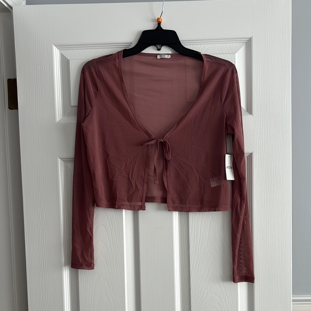 Ardene Sheer Mauve Tie-Front Top